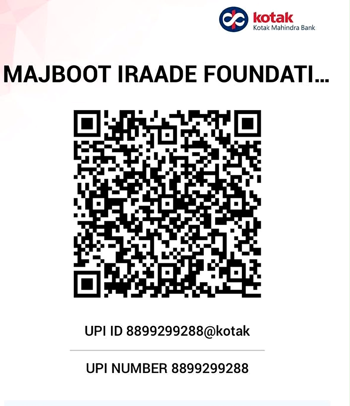 Majboot Iraade Foundation UPI QR Code